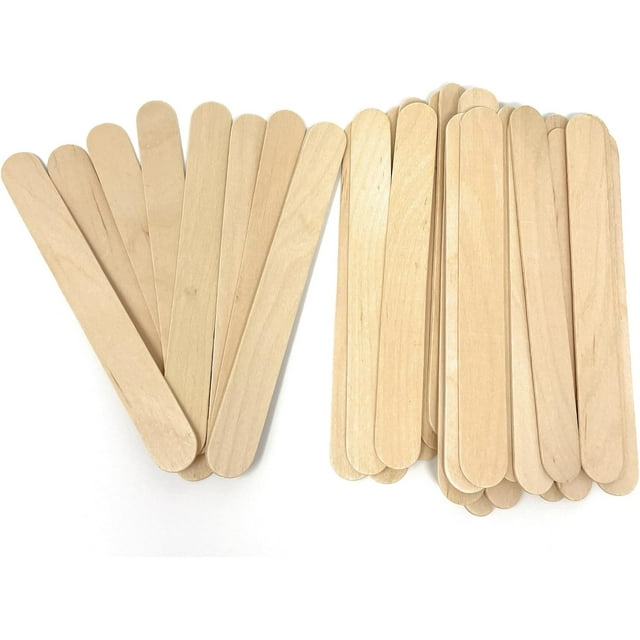Jumbo 6 Inch Wooden MultiPurpose Popsicle Sticks,Craft, Ice Cream, Wax