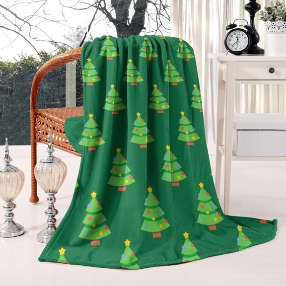Jumbo 60"x80" Christmas Flannel Throw Blanket, Extra Large Brushed Cotton Holiday Blanket for Living Room Couch