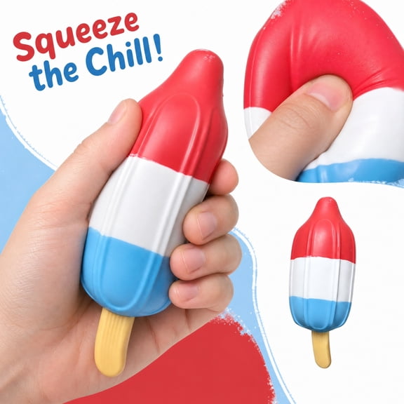 Jumbo 9.45 Inch Red White Blue Popsicle Squishy Toy, Large Slow Rising Stress Relief Squishies, Non-Toxic Foam Squeeze Sensory Fidget Toy for Kids Adults