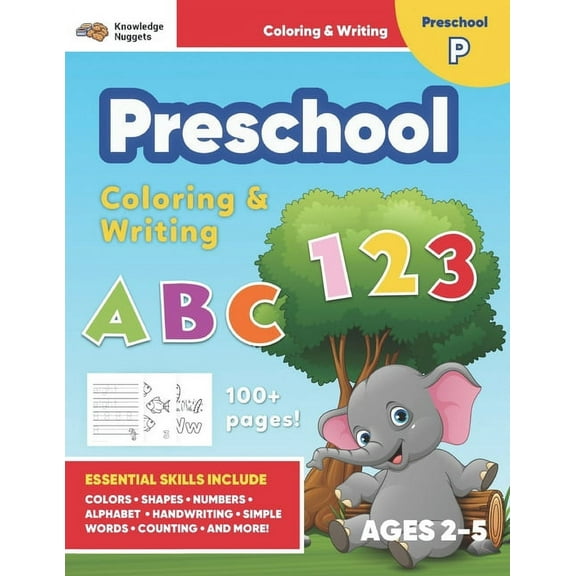 Jumbo ABC's & 123 Preschool Coloring Workbook: Ages 2 and up, Colors, Shapes, Numbers, Letters, Learn to Write the Alphabet (Essential Activity Book for Boys, Girls, Teachers, Kindergarden, Toddlers)