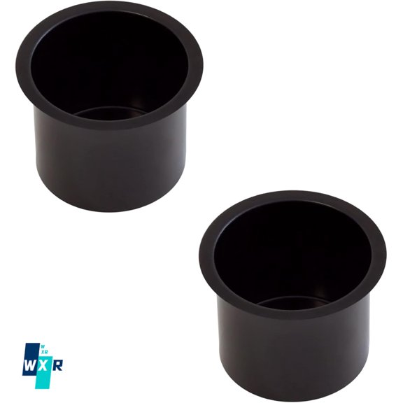Jumbo Aluminum Cup Holder, Drop-in Cup Holder for Casino Poker Tables, Work Desks, Boats, RVs, Cars & Trucks (Black, 2-Pack)