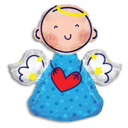 Baby Angel Shape Baptism/Communion NON Foil Balloons 28 " Blue