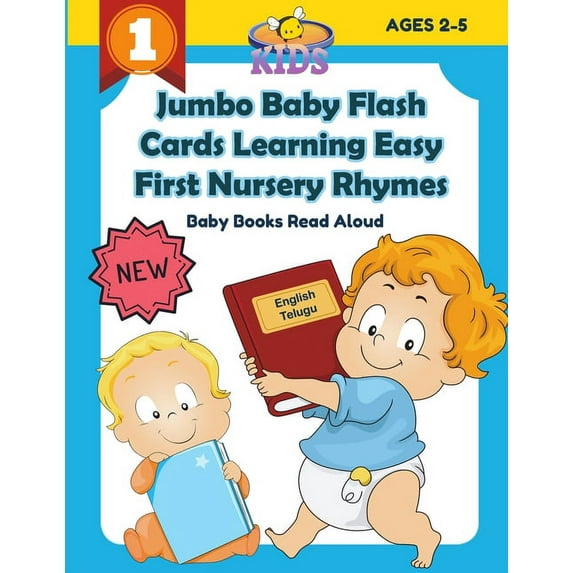 Jumbo Baby Flash Cards Learning Easy First Nursery Rhymes Baby Books Read Aloud English Telugu: 100+ colorful picture flashcards games rhyming words c