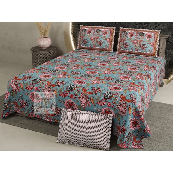 Jumbo Bed Sheet Set  100% Cotton, Smooth Weave, 2 Pillow Covers