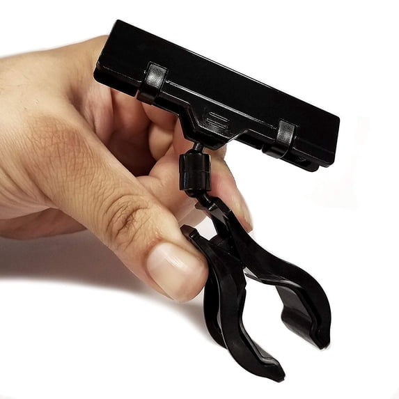 Jumbo Black POP Clamp, Rotating Swivel Sign Holder Clip for Surfaces up to 1" Thick - 5 Pack