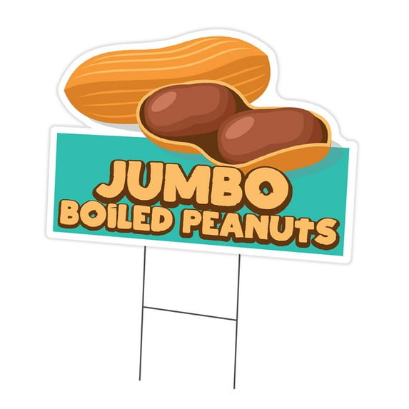Jumbo Boiled Peanuts 18" x 24" Yard Sign & Stake | Advertise Your Business | Stake Included Double Sided Image | Made in The USA