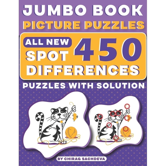 Jumbo Book Picture Puzzles: All New - Spot 450 Differences! Brain Games: How Many Differences Can You Find?: Activity Bo, (Paperback)