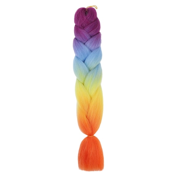 Jumbo Braiding Human Hair Wig for Women, Heat Resistant Synthetic Hair Extensions for Afro Twist Crochet Braiding(Rainbow,60×11cm / 24×4in)