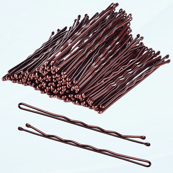 Jumbo Brown Bobby Pins - 120 Count, 2.75" Long Hair Pins for Thick Hair, with Storage Box