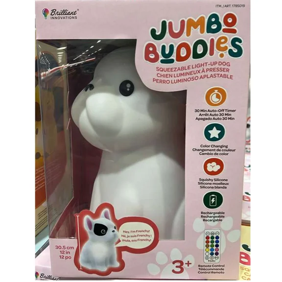 Jumbo Buddies 12" Squeezable Color-Changing Light-Up Lamp w/ Remote - Dog