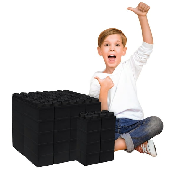 Jumbo Building Blocks - Black 48 pc Set for Kids Ages 3-8 for Indoor & Outdoor Play