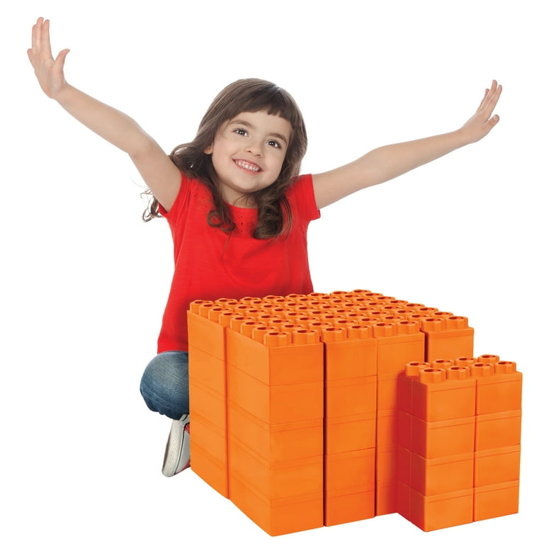Jumbo Building Blocks Orange 48 pc Set for Kids Ages 3-8 for