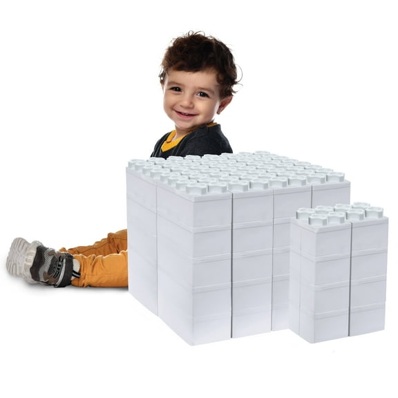 Jumbo Building Blocks - White 48 pc Set for Kids Ages 3-8 for Indoor & Outdoor Play