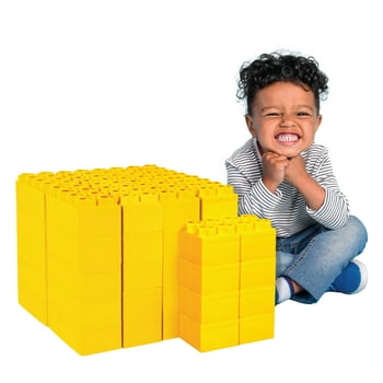 Jumbo Building Blocks - Yellow 48 pc Set for Kids Ages 3-8 for Indoor & Outdoor Play