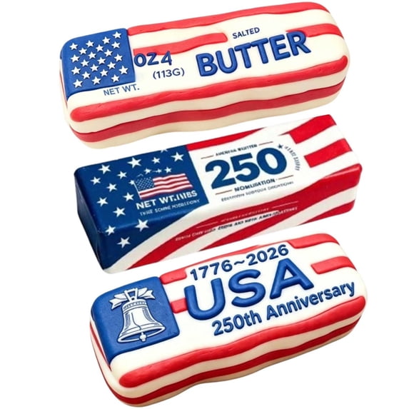 Jumbo Butter Squishies 9.8“ Flag Pattern Butter Stick Squishies , Squeezy Butter Shape Stress Ball Slow Rising Food Fidget Toy for 250th Anniversary Decor Independence Day Gift (B)