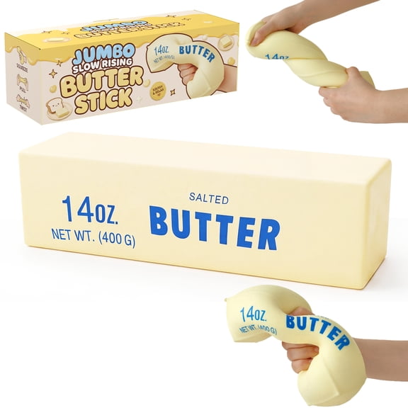 Jumbo Butter Squishy Toy 14oz Slow Rising Realistic Squishie, Soft Stretchy Sensory Fidget for Kids & Adults, Classroom Rewards, Party Fillers