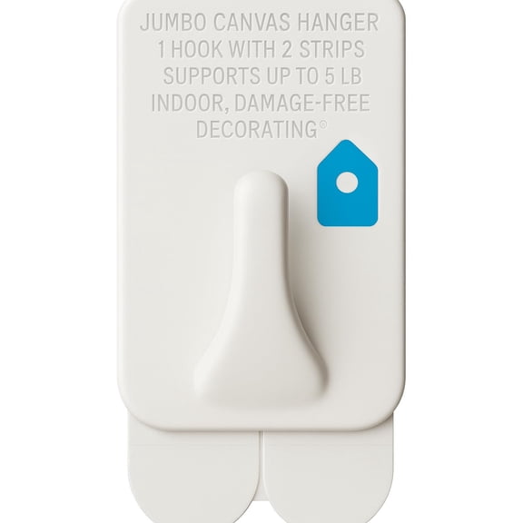 Jumbo Canvas Hanger with 2 Strips, Holds Up to 5 LB, Heavy Duty Damage-Free Wall Hook for Indoor Home Decor, Easy Mounting No Tools Needed 17045ES
