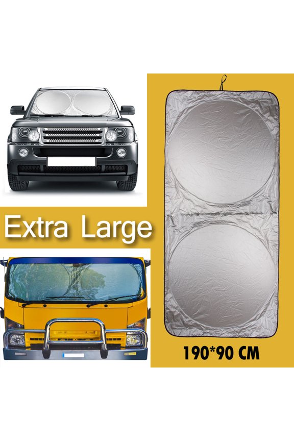 Jumbo Car Windshield Sunshade,iClover Foldable Large Auto Windshields Blocks UV Rays Sun Visor Protector, Fits Almost Car,SUV,Pickup,Van,Truck(75"x35.4")