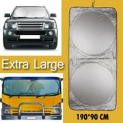 Jumbo Car Windshield Sunshade,iClover Foldable Large Auto Windshields Blocks UV Rays Sun Visor Protector, Fits Almost Car,SUV,Pickup,Van,Truck75x35.4