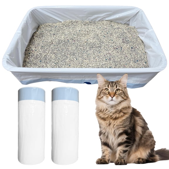 Jumbo Cat Litter Box Liners, 20 Count Large Kitty Litter Trash Bags with Drawstring, 37x18 Inch Tear Resistant Thick Pan Liners for Automatic or Standard Litter Boxes, Pet Supplies, White
