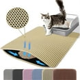 thumbnail image 1 of Jumbo Cat Litter Mat, 46x26 Inches Double Layer Honeycomb Litter Trapping Mat, Non Slip Waterproof Urine Proof Extra Large Cat Litter Box Mat, Kitten Supplies and Essentials, XXL, Beige, 1 of 5