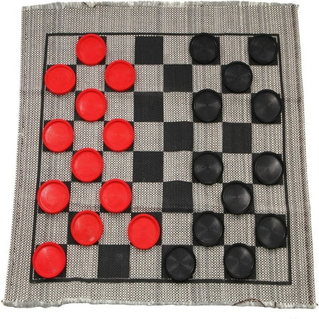 Jumbo Checkers Rug Game Classic Family Fun Kid Activity, Lightweight/Travel Friendly, Indoor/Outdoor