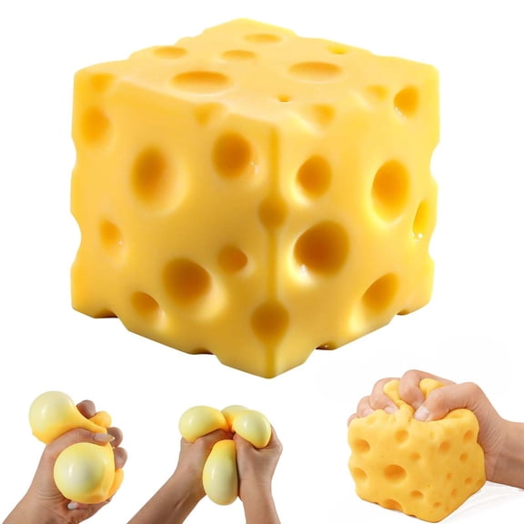 Jumbo Cheese Cube Stress Ball - Clay-Based & Shapeable Squeeze Ball for ASMR Sensory & Stress Relief, Adult Fidget Gadget