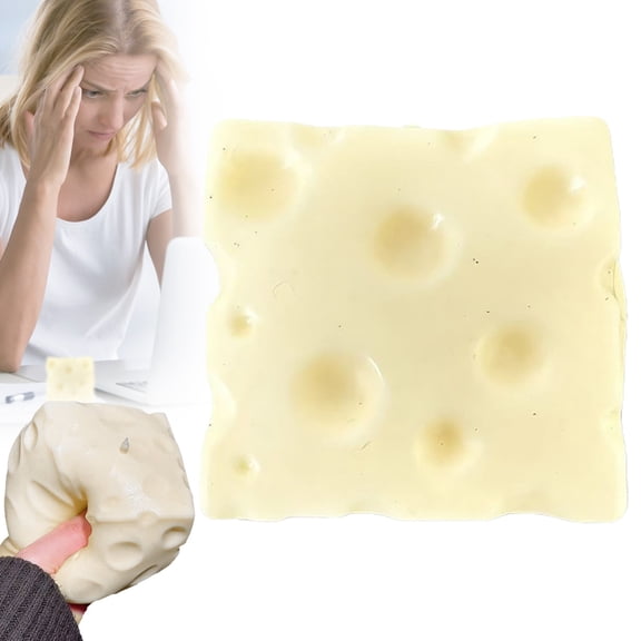 Jumbo Cheese Cube Stress Ball Taba Squishy Clay Core Shapeable Squeeze Fidget Toy ASMR Sensory Anxiety Relief Slow Squishy Desk Travel Gadget for Adults