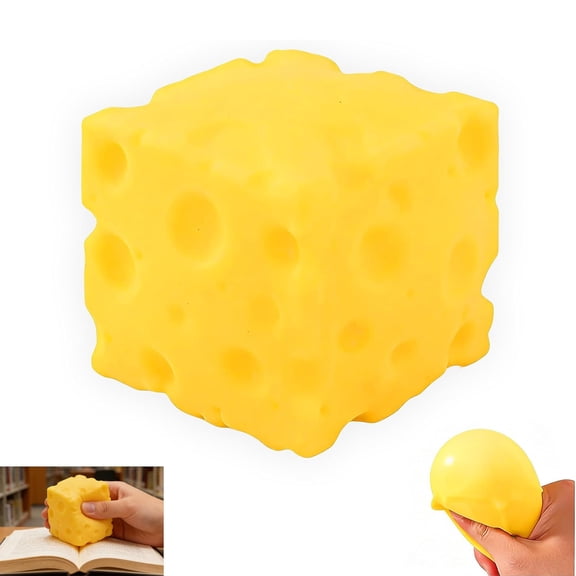 Jumbo Cheese Squeeze, Mini Cube Block, Slow Rising, Stress Relief, Sensory Fidget Toy, Yellow, Soft Rebound, for Adults