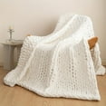 thumbnail image 1 of Jumbo Chenille Rope Knot Throw Blanket - Soft Cozy Hand Knit Chunky Knit Blanket for Home Decor, Camping, Travelling, and Backpacking with Thick Cable Knit and Plush Chenille Yarn, 1 of 1