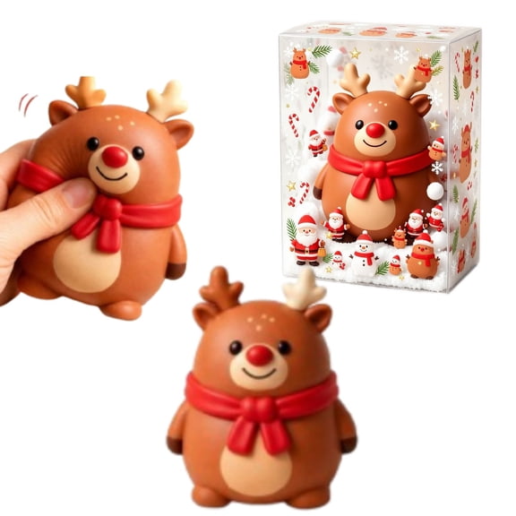 Jumbo Christmas Reindeer Squishies , Realistic Slow Rising Squeeze ReindeerSensory , Animal Shape Stress Ball Fidget Toy for Stress Relief & Anxiety Relaxation