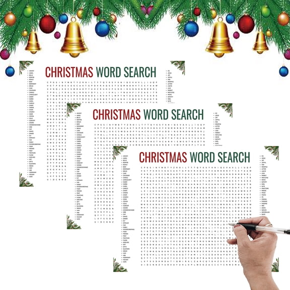 Jumbo Christmas Word Search Poster, Giant 32X20" Wall Game, Large Christmas Word Find Puzzle Decoration Include 50 Words, A Fun Interactive Experience Posters for Families(3PC)