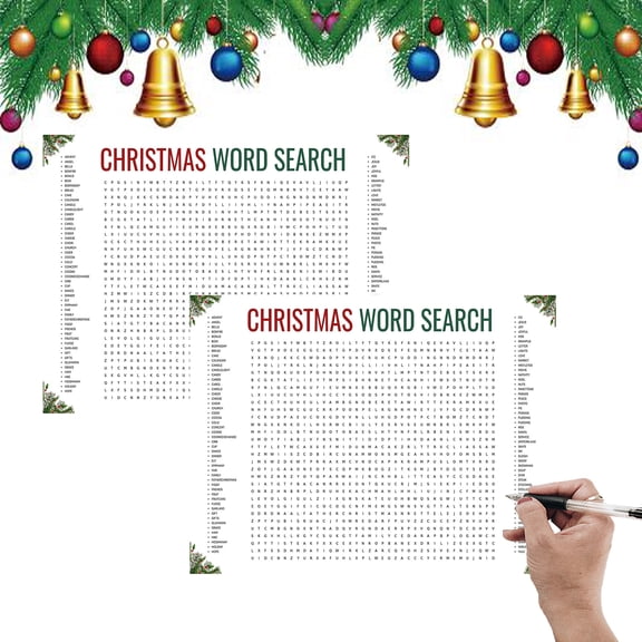 Jumbo Christmas Word Search Poster, Giant 32X20" Wall Game, Large Christmas Word Find Puzzle Decoration Include 50 Words, A Fun Interactive Experience Posters for Families(2PC)