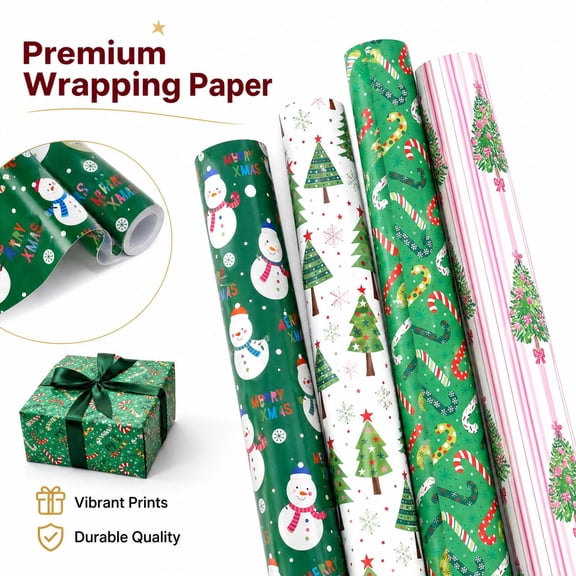 Jumbo Christmas Wrapping Paper Roll Large Size Holiday Gift Wrap Paper for Presents Boxes Party Supplies and Home Gift Packaging