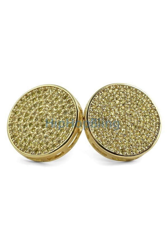 Jumbo Circle Lemonade CZ Bling Bling Earrings