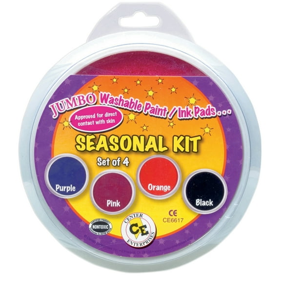 Jumbo Circular Washable Paint/Ink Pad, Seasonal Kit, 4 Colors