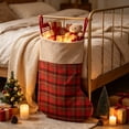 thumbnail image 1 of Jumbo Classic Plaid Christmas Stockings Candy Gift Storage Bag, 17"x34" Large Capacity Vintage Hanging Gift Socks for Xmas Tree Fireplace Mantel Home Holiday Party Decoration Foldable Storage, 1 of 6