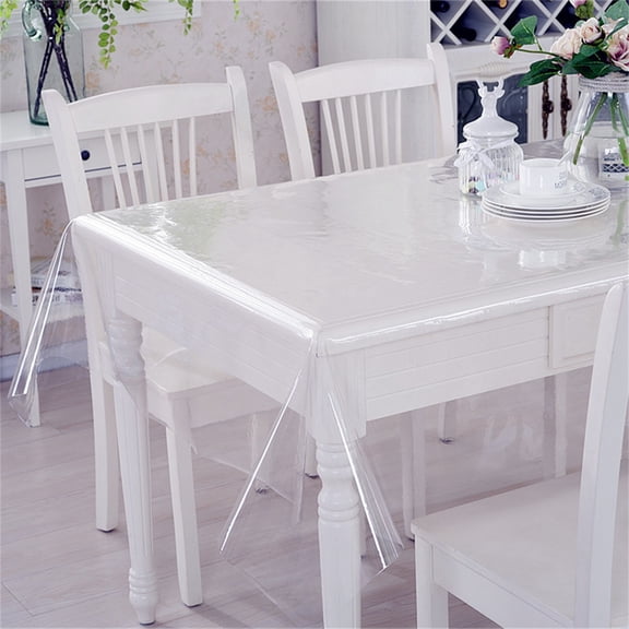 Jumbo Clear Vinyl Tablecloth Protector - Waterproof & Oil Proof PVC Rectangle Table Cover for Large Dining Table,Kitchen & Desk - 60x102 inch