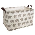 thumbnail image 1 of Jumbo Collapsible Canvas Laundry Hamper, Rectangular, Grey Elephant, 1 of 6