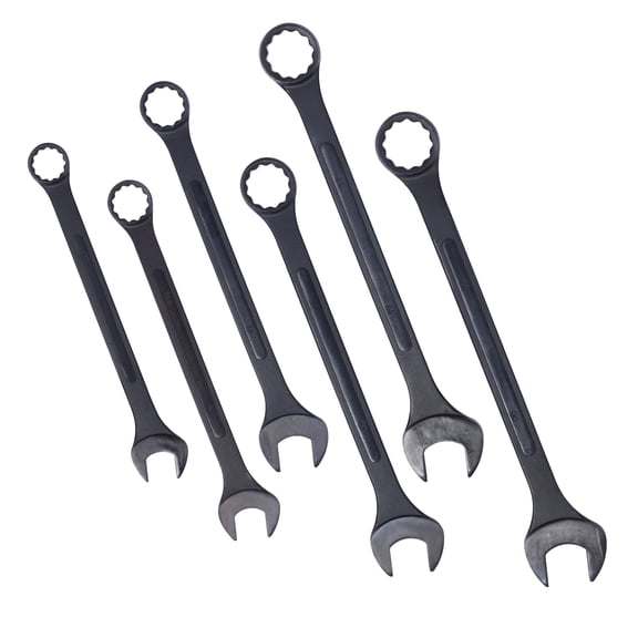 Jumbo Combination Wrench Set extra large, Metric, 6-piece, 35mm to 50mm,Black Oxide, with Pouch