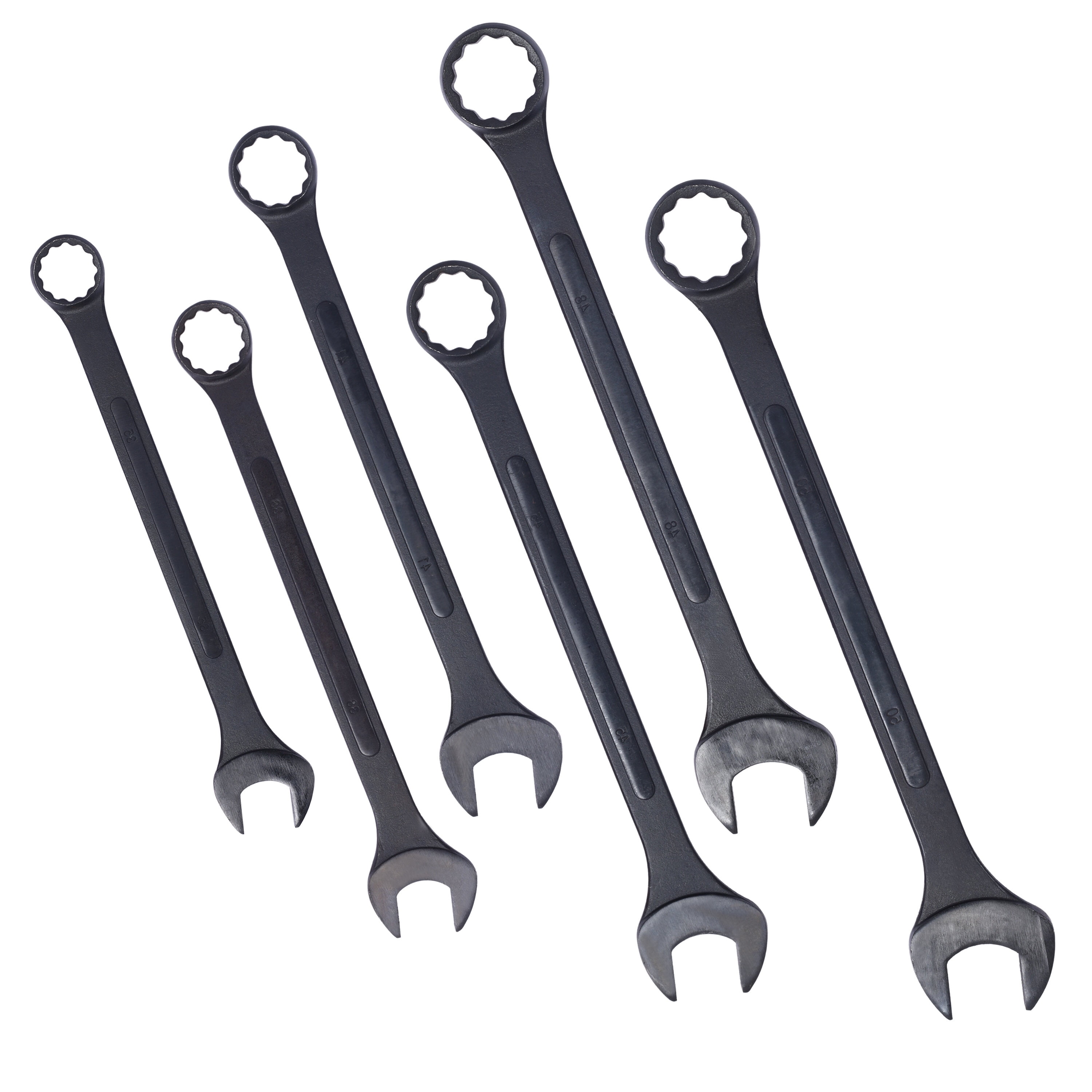 Jumbo Combination Wrench Set extra large, Metric, 6-piece, 35mm to 50mm,Black Oxide, with Pouch,