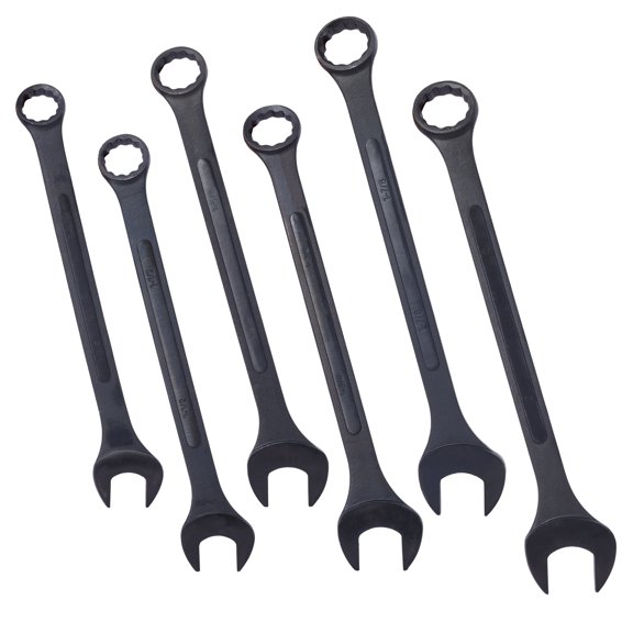 Jumbo Combination Wrench Set extra large, SAE, 6-piece, 1-3/8'' to 2'',Black Oxide, with Pouch,