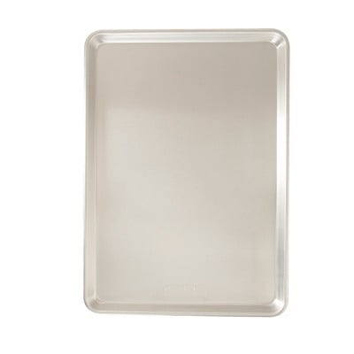 Jumbo Cookie Sheet: Aluminum Baking Pan, Hand Wash, Oven-Safe, Silver, 21x15x1
