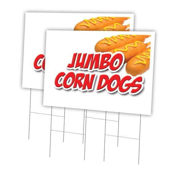 Jumbo Corn Dogs 2 Pack Of 24" x 36" Yard Sign & Stake | Advertise Your Business | Stake Included Image On Front Only | Made in The USA
