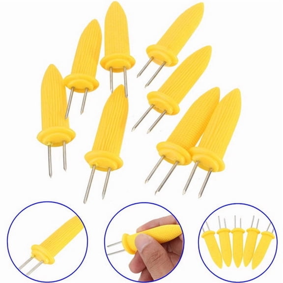 Jumbo Corn Holders with Metal Prongs, Sturdy and Dishwasher Safe, Perfect for Barbecues and Picnics, 10 Piece Set
