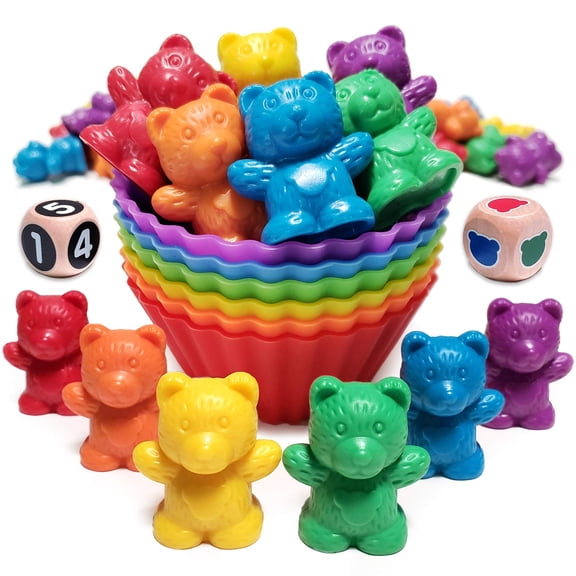 Jumbo Counting Bears EC36 Matching Game - Montessori Fine Motor Toys, 60 Preschool Math Manipulatives