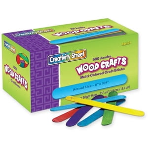 Pacon CK-377602-2 Creativity Street Jumbo Craft Sticks Bright Hues, 500 Piece - Pack of 2