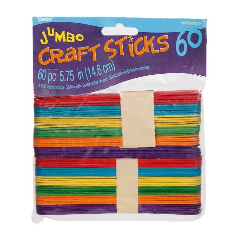 Wooden Craft Sticks, Colored Popsicle Sticks for Crafts, Rainbow 4.5 Inches Jumbo Bulk Pack of 200, by Mandala Crafts