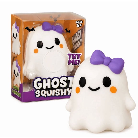 Jumbo Crazy Halloween Ghost Squishy,Cute White Smiling Ghost Fidget Squeeze Balls,Spooky Cute Halloween Ghost Fun Gift,Holiday Desk Decoration Spooky Aesthetics Stress Relief Gifts for Friends