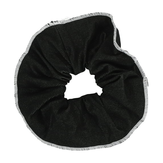 Motique Accessories Jumbo Denim Scrunchie Hair Tie - Black Edgestitch